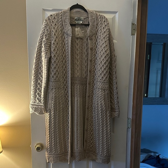 Aran Crafts Sweaters - Aran Crafts Wool Cable Knit Long Cardigan Sweater